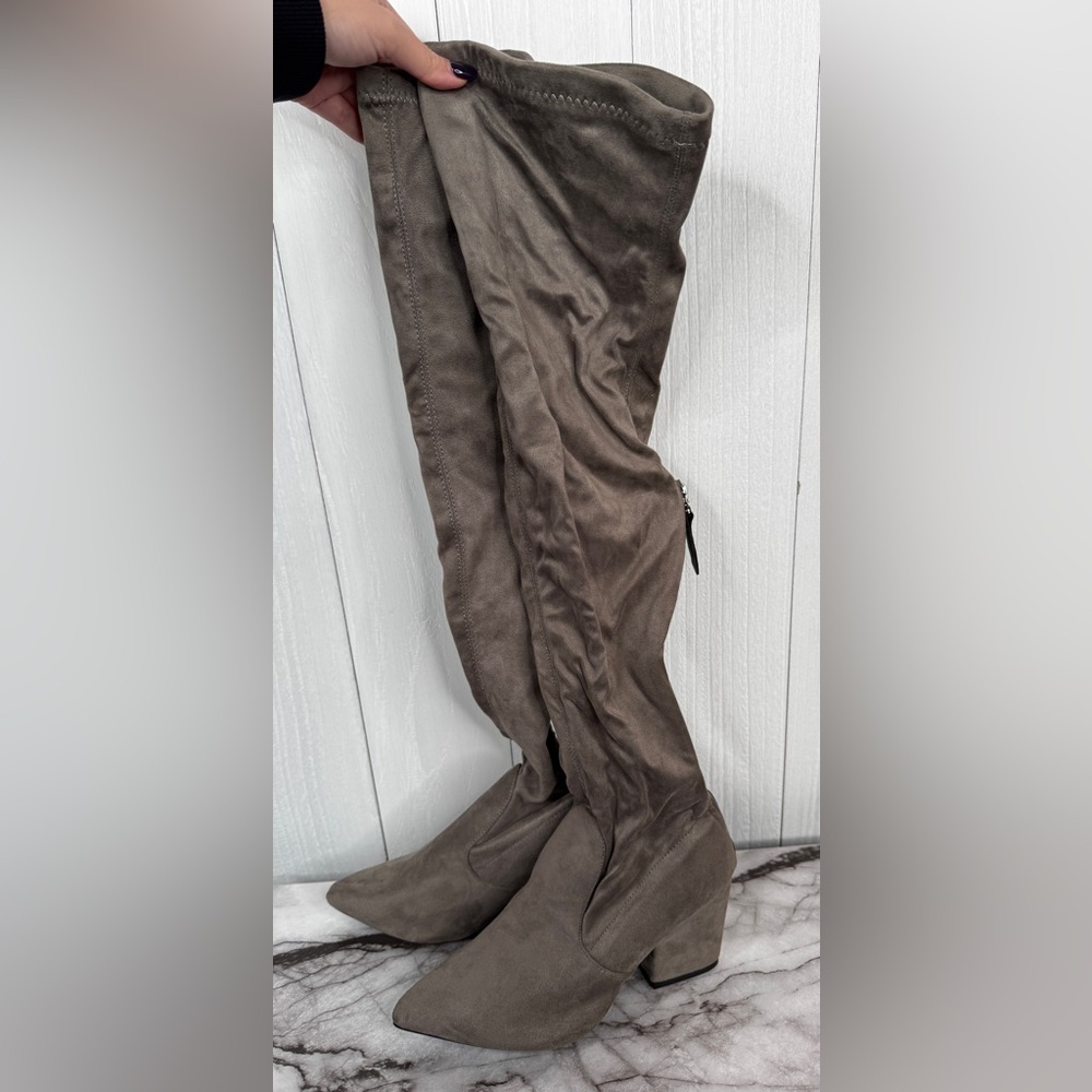 Elegant Taupe Over the Knee Boots